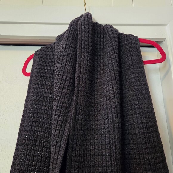 Banana Republic Extra Fine Merino Wool Scarf Dark Gray/Black Knit 74”x12” - Picture 2 of 6